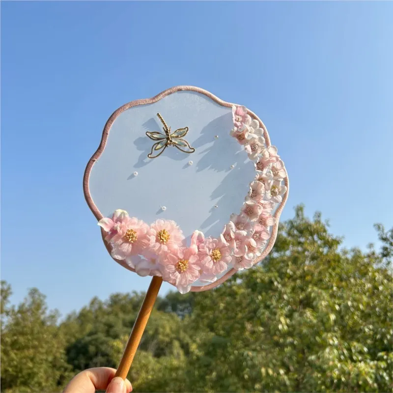 

Creative Chinese Ancient Style Decorative Fan Original Long Handle Dance Hanfu Handmade DIY Round Fan Photography Prop LF551