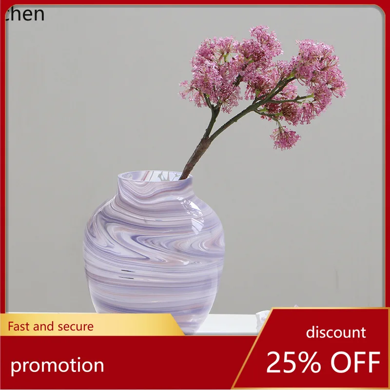 

Zml modern minimalist gradient art glass romantic purple narrow-mouth vase