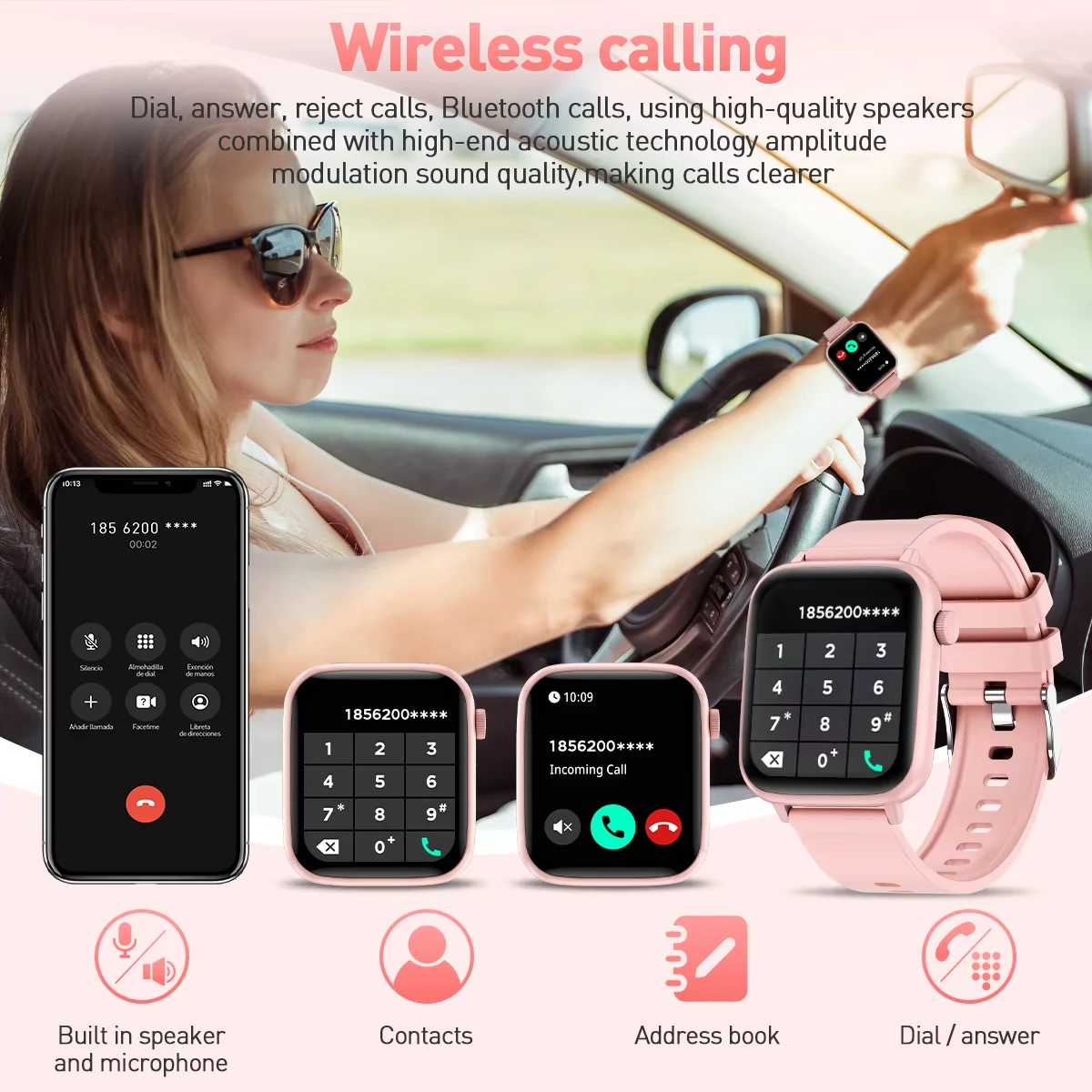 LAXASFIT New Smart Watch Women 1.83 inch Screen Customized Dial IP68 Waterproof Smart Watch Men Bluetooth Talk Fashion Bracelet
