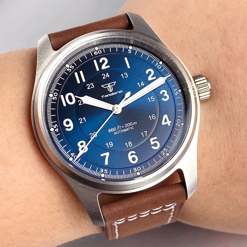 Tandorio MIYOTA8215 Automatic Pilot Watch for Men Mechanical PT5000 Diving Watches Sapphire Crystal 20BAR Waterproof 39mm