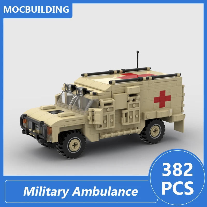 

Military Ambulance Model Moc Building Blocks Diy Assemble Bricks Vehicle Series Educational Creative Display Toys Gifts 382PCS