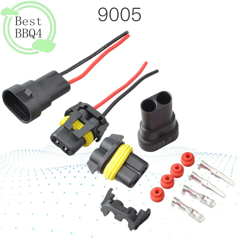 (BBQ4)1/2PCS 9005 Single Slot With Wire 10CM Bulb Socket Headlight Fog Lamp Male Plug Adapter Waterproof Automotive Connector