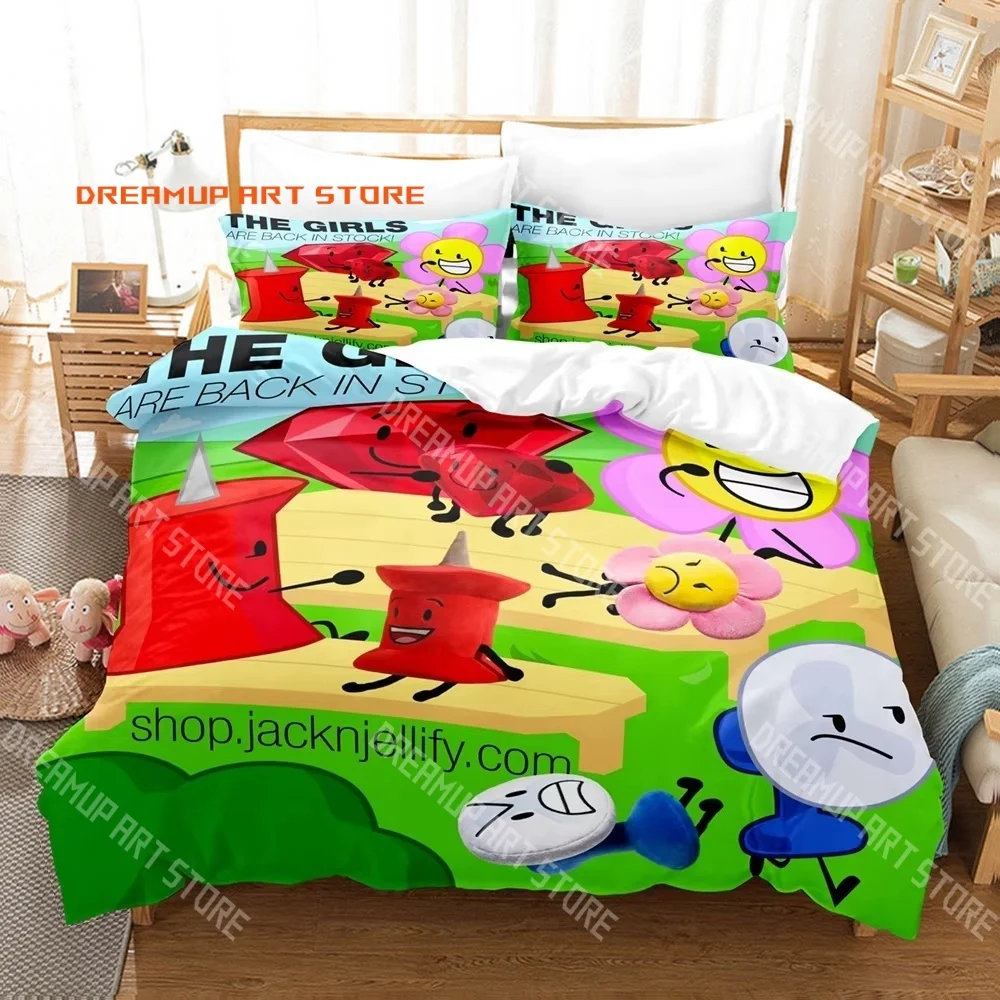 3D Print Battle for Dream Island Game BFDI Bedding Set Single Twin Full Queen King Size Bed Set Adult Kid Bedroom Duvetcover Set
