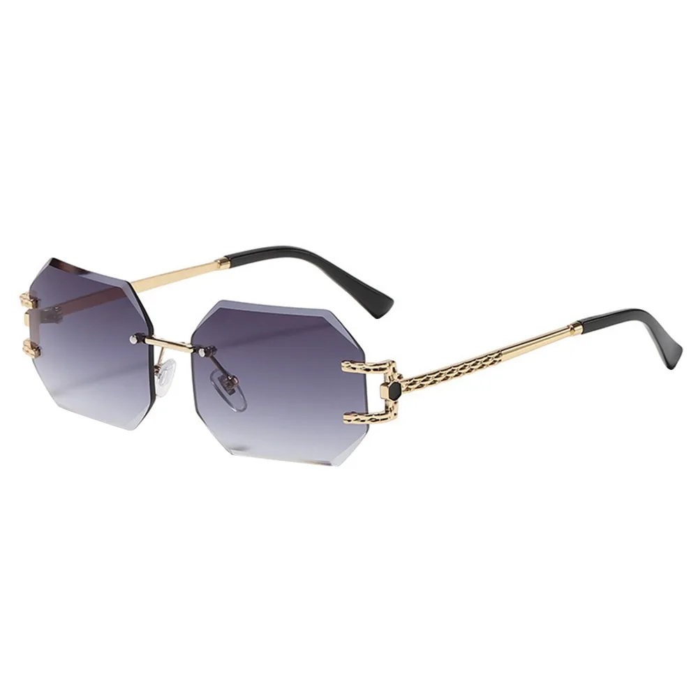 Gafas de Sol Vintage sin Montura, Estilo Hip Hop, Montura de PC, Unisex, Diseño Poligonal, Protección UV400, Gafas de Sol Modernas Unisex