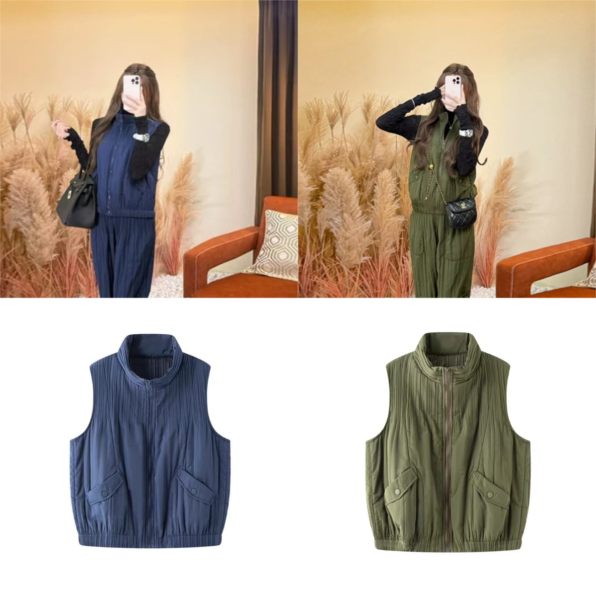 

Miyake Fold 2025, осенняя новая складная женская майка на короткой молнии без рукавов, женский повседневный модный жилет на молнии, плиссированное пальто