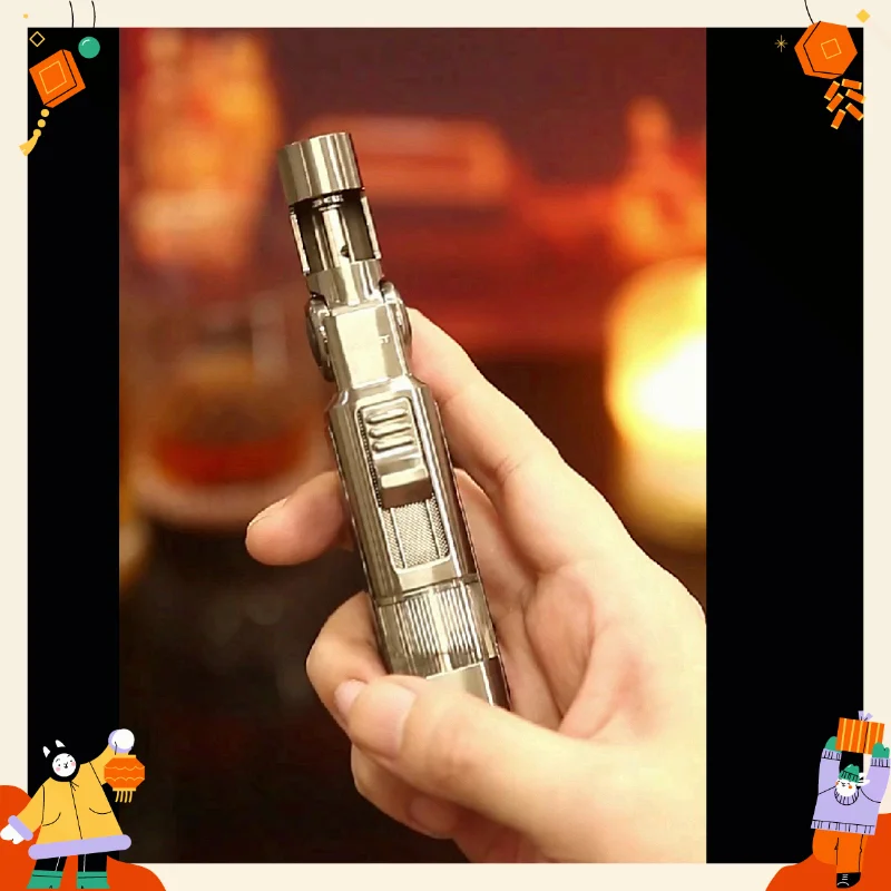 2026 New Honest Windproof Inflatable Lighter Flame Direct Multi functional Metal Igniter Cigar Specific Portable Cigar Clipper