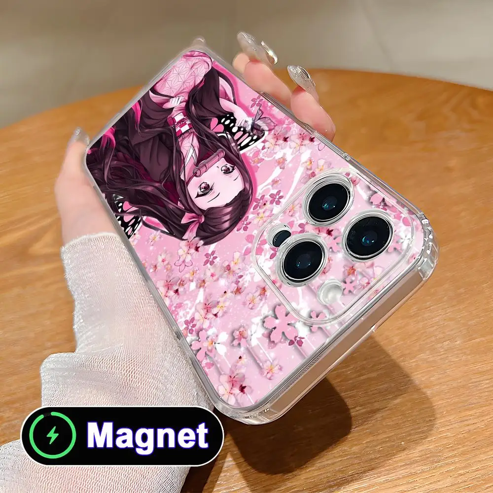 Blade Extinction Nezuko Handyhülle für iPhone 17 16 15 14 13 12 11 Air Pro Max Plus Mini Weiche TPU Transparente Magsafe Hülle