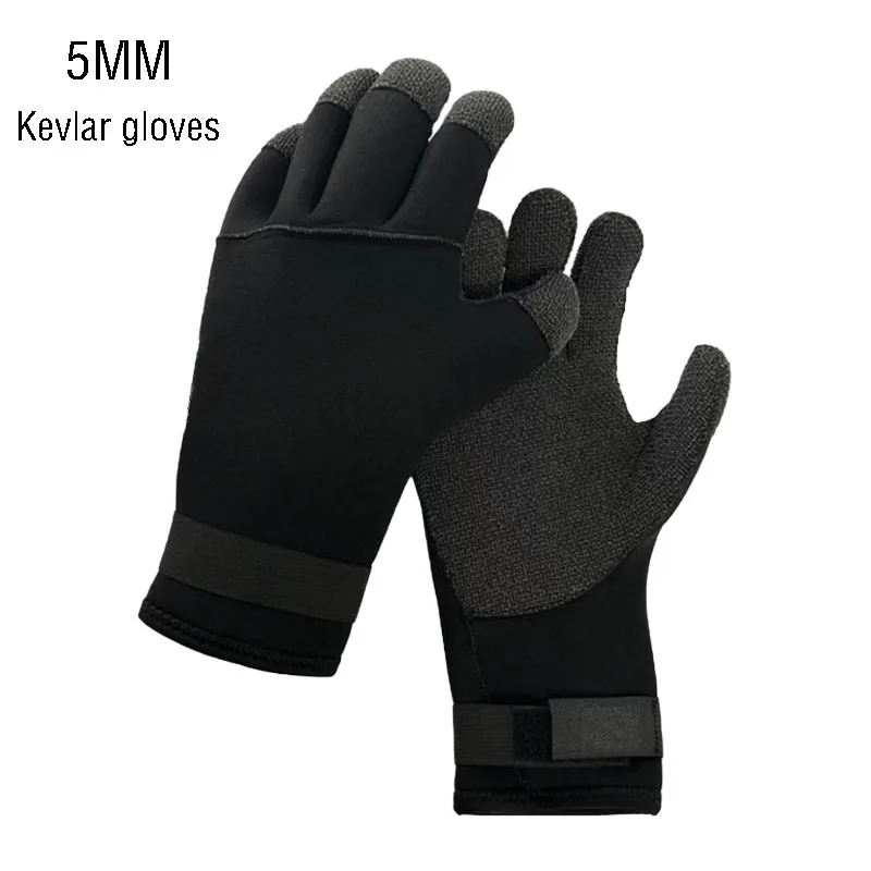 

5MM Kevlar Gloves Diving Snorkeling Anti-cut wear Catching Fish Super Elastic Swimming CR Coated Titanium Gloves