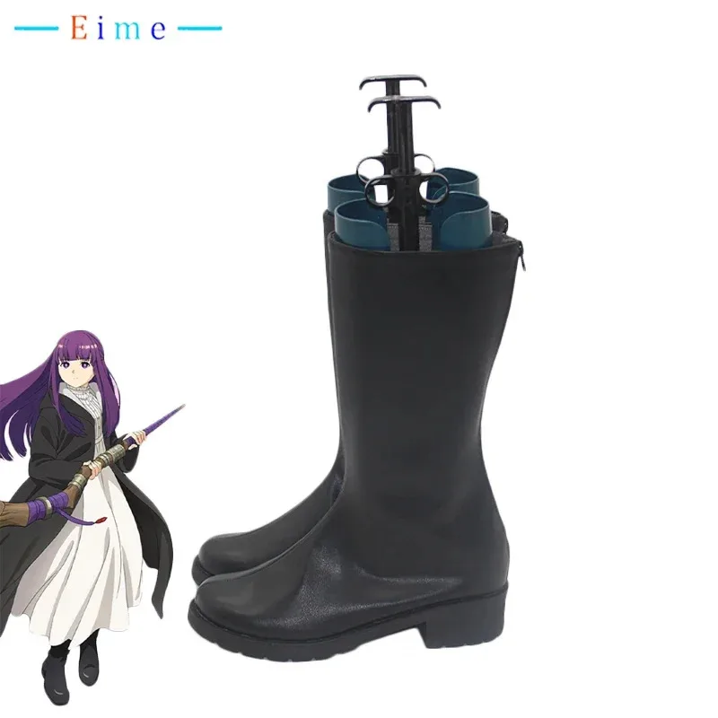 Anime frieren no funeral samambaia cosplay sapatos halloween carnaval botas cosplay prop sapatos de couro do plutônio feito sob encomenda