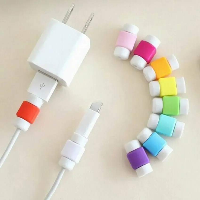 1000pcs USB Cable Protector Data Line Charging Cables Protection Colorful Cover Protective Sleeve for iPhone Mobile Phone