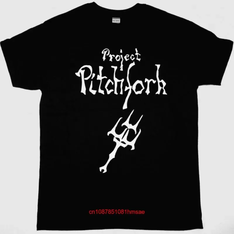 Projekt Heugabel Logo neues schwarzes T-Shirt mit langen oder kurzen Ärmeln