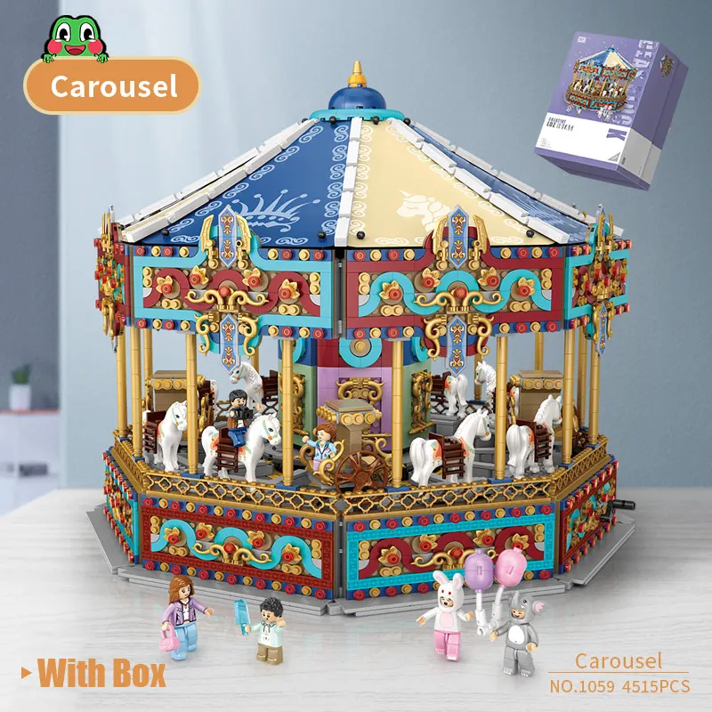 

Loz Carousel High Difficulty Large Assembled Building Block Toys Retro Style Playground Model Decoration Gift