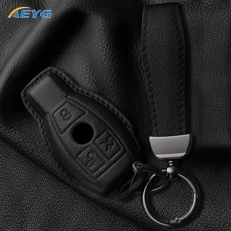 leather Car Key Case Cover Protector Shell for Mercedes Benz A B C E Class GLS GLA GLK GLC CLS CLA AMG W204 W205 W212 W463 W176