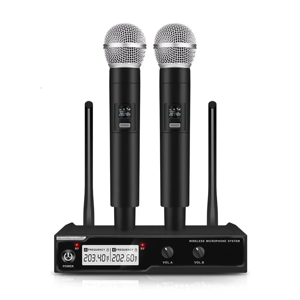 Wireless Microphone System 2 or 4 Handheld Cordless Mic 80 Meters Distance for Church Speech Family Karaoke