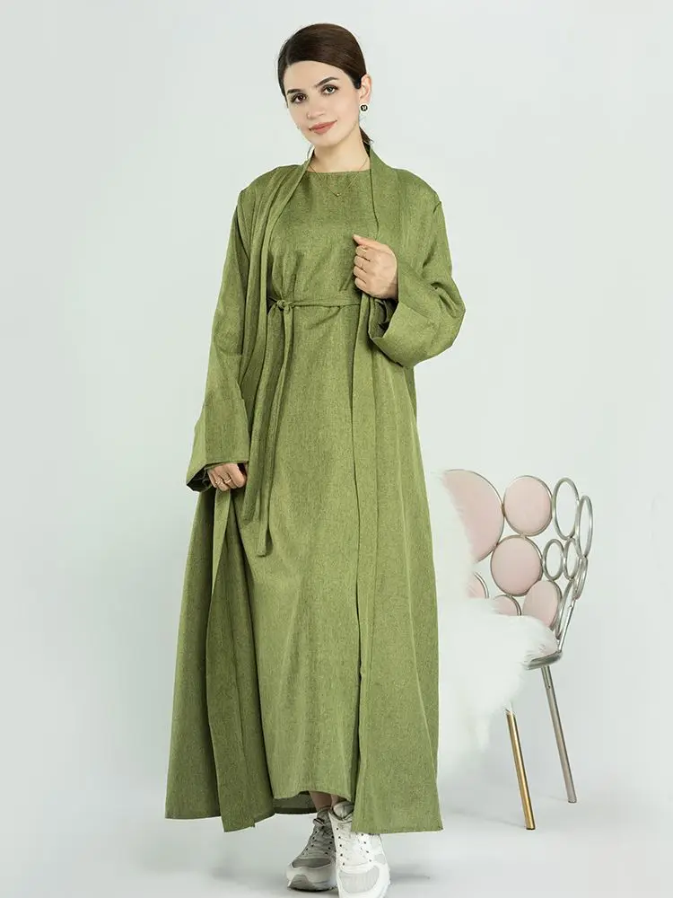 Abaya élégante de Dubaï pour femmes, robe ouverte sur le devant, pour documents solides, vêtements islamiques, kimono musulman, hijbeauty modeste,