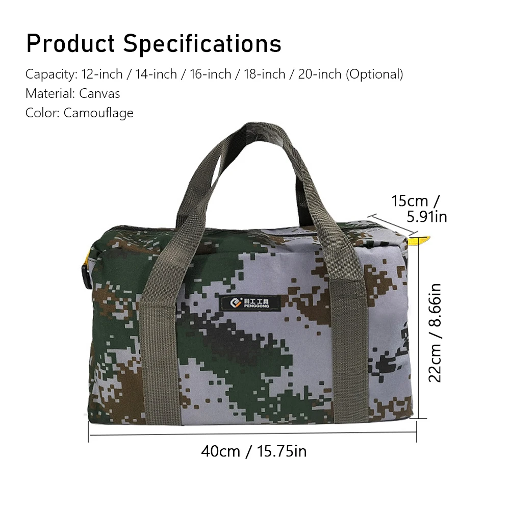 【New】16-Inch Tool Bag Wear-resistant Storage Bag for Maintenance Tool Large Capacity Camouflage  Bag PENGGONG Tool Bag