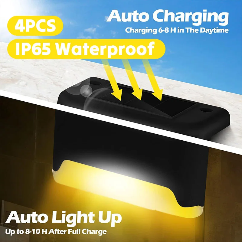 4PCS Garden Lights Outdoor Solar IP65 Waterproof Solar Powered Street Lamp 0 Electricity Cost 8-12h Runtime Motion Sensor Led