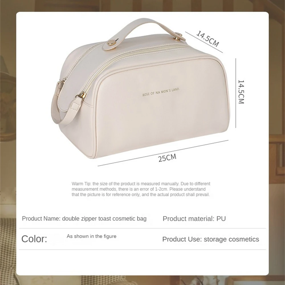 Large Capacity Cosmetic Bag Double Zipper Design Large Storage Capacity Fashionable The Actual Save Space Travel Cosmetic Bag