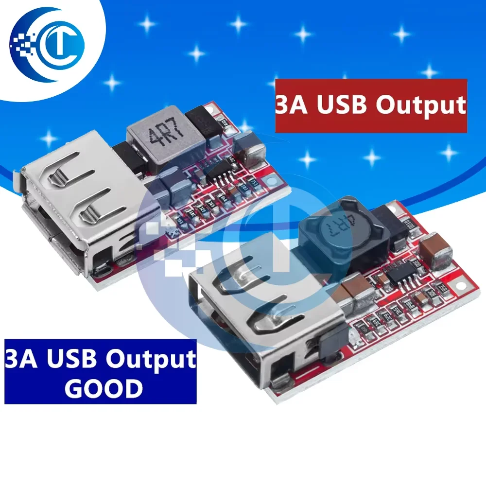 Fine Car USB Charger Buck Module: 6-24V Input to 5V 3A Output – 12V/24V Compatible Power Converter