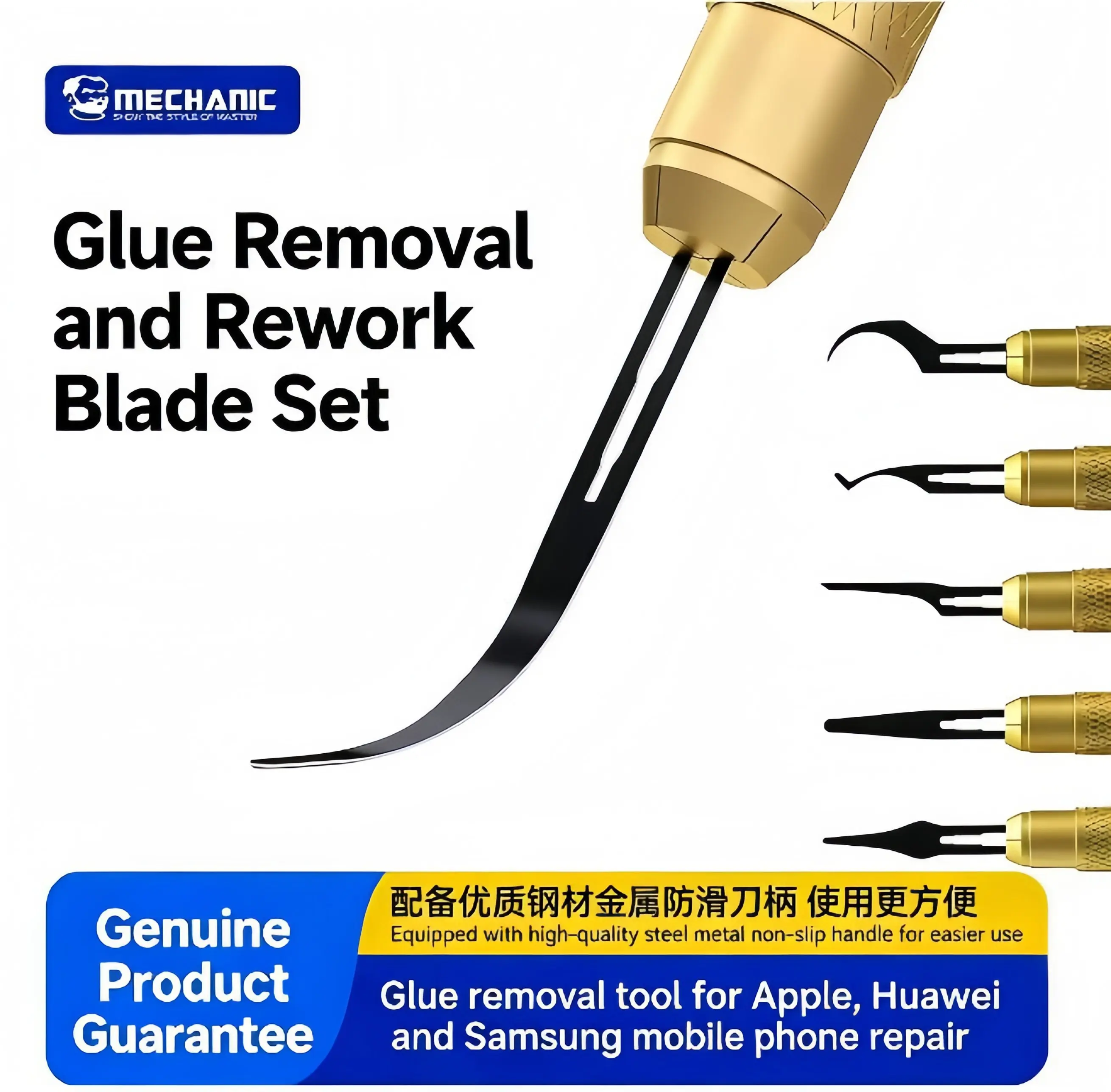 MECHANIC Assassin 5 Professional Degumming Rework Blade Set 5PCS Scraper Cutting Knife for Phone Motherboard IC CPU Repair Tools