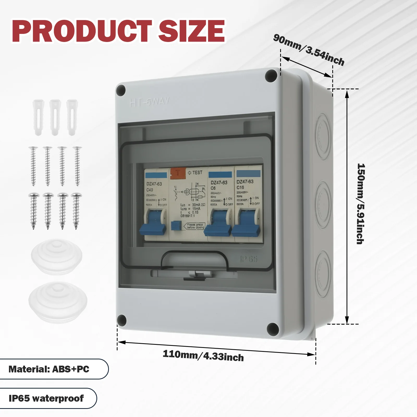 2 Way Consumer Unit Circuit Breaker Garage Consumer Unit Circuit Breaker Panel IP65 Anti-Leakage Fuse Box for Caravans Garages