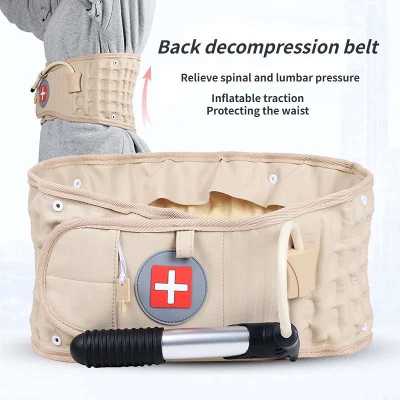 Back Decompression Waist Belt Back Massager Back Pain Relief Spinal Lumbar Inflatable Traction Belt Air Waist Support Brace Belt