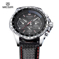 MEGIR 1010 Men's Watches Hot Fashion Brand Clocks Sport Clock Leather Strap Business Quartz Wrist Watch for Male