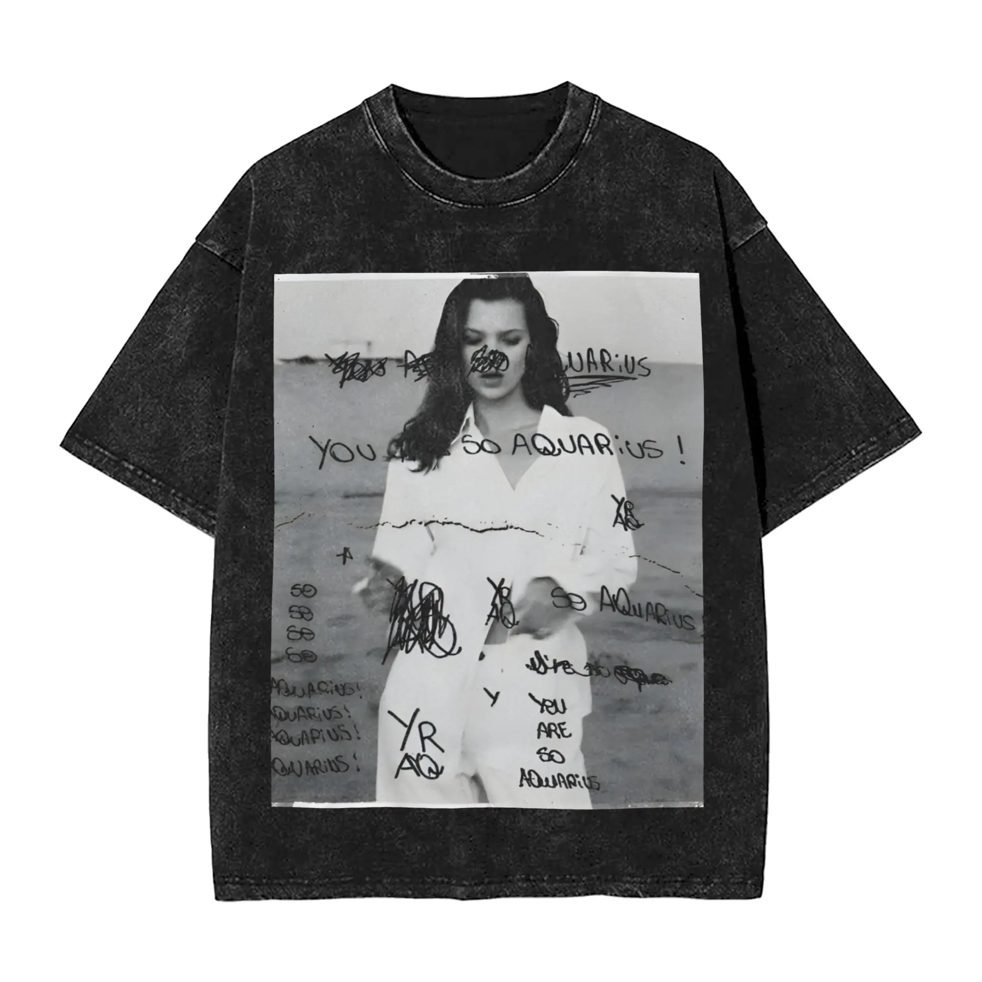 T-shirt streetwear délavé Kate Moss, t-shirts en coton, t-shirt tendance pour hommes, été, motif rétro Y2K