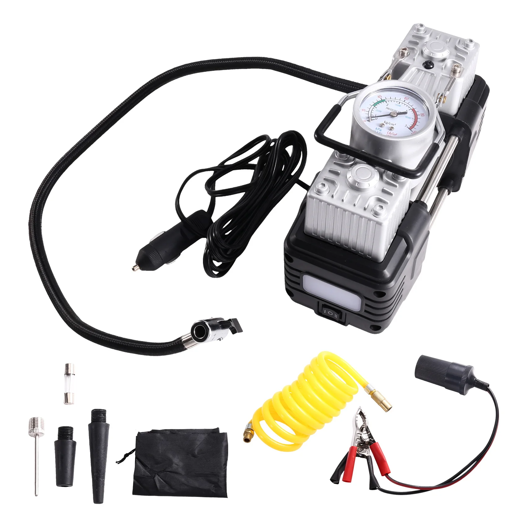Digital Gauge 12V Dual Cylinder For Car Tyre Inflator Portable Air Compressor Fast Pump With LED Light For Car Motorcycle