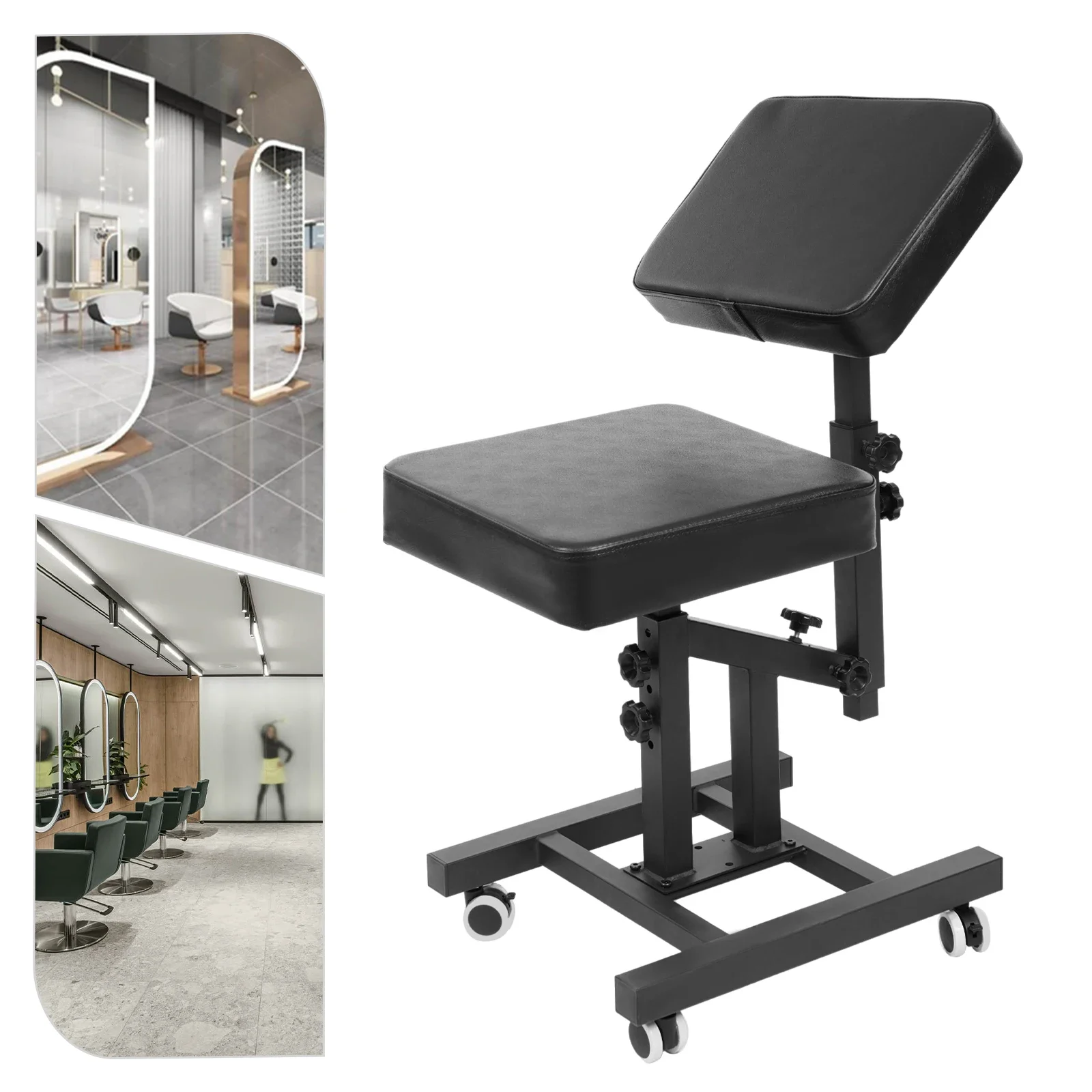 كرسي حلاق وشم هيدروليكي قابل للتعديل مع عجلات و180 ° مسند ظهر مستلق، كرسي صالون بسعة 220 رطل لقص الشعر والتدليك #5