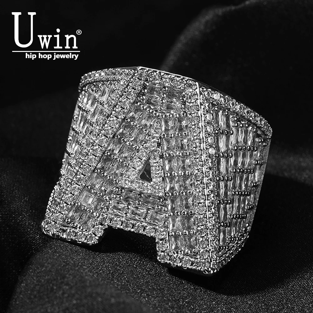 

Uwin Big Square Custom Typographic Luxury Full Iced Out AAA+ Cubic Zirconia Personalized Rapper Style Jewelry