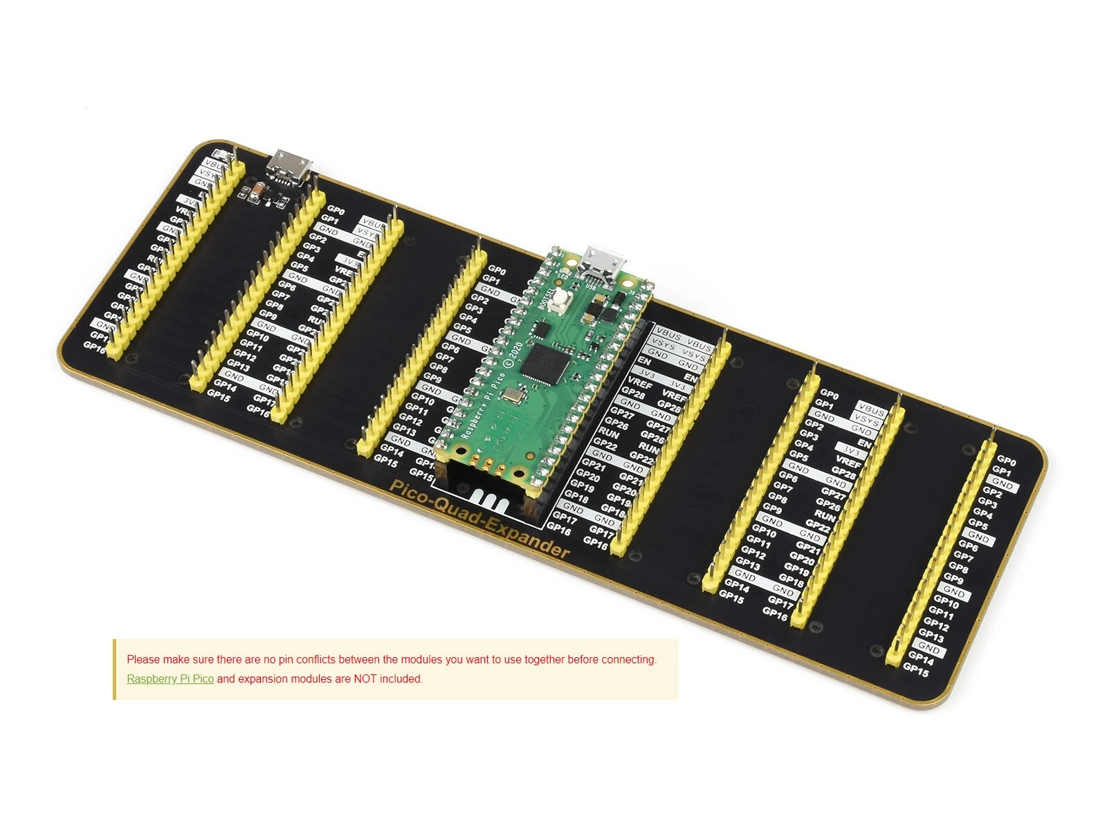 For Quad GPIO Expander For Raspberry Pi Pico Four Sets Of Male Headers