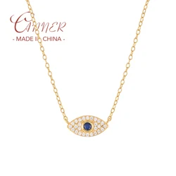 925 Sterling Silver Vintage Blue Crystal Necklace Pendant Clavicle Chain Statement Women Jewerly Accessory Collares Bijoux Femme