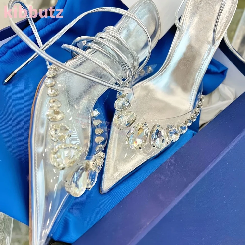 Sandalias con correa cruzada de cristal para mujer, zapatos de charol de Color sólido con diamantes de imitación brillantes, elegantes y concisos, a la moda