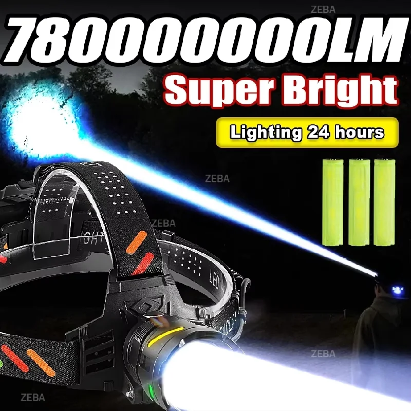 High power sensor headlamp 7800mAh, motion sensor headlamp, zoomable headlamp, Type-C rechargeable headlamp, fishing headlamp