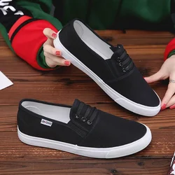 Spring Summer Footwear Men Canvas Shoes Black White Flat Cloth Mens Casual Shoes Cool Young Man Street Style KA4420