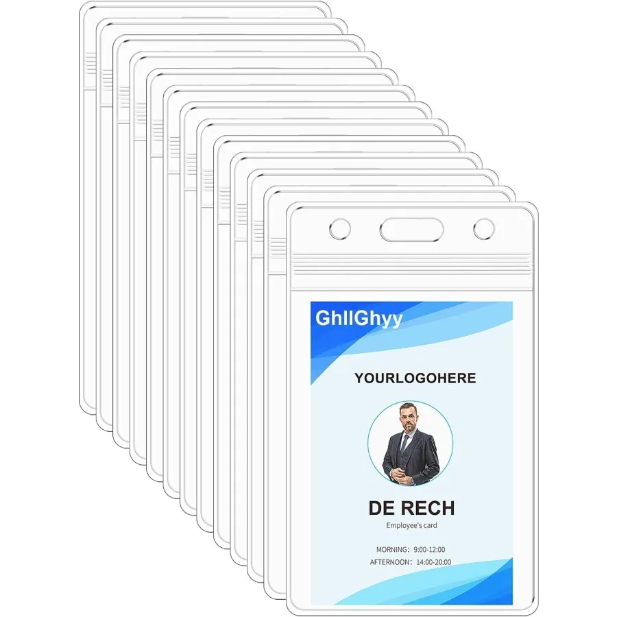 

6 Pack Era Thick me Badge Holders Durable and Sealable Waterproof Vertical ID Badge Holders Clear PVC Plastic Badge Sleeve for