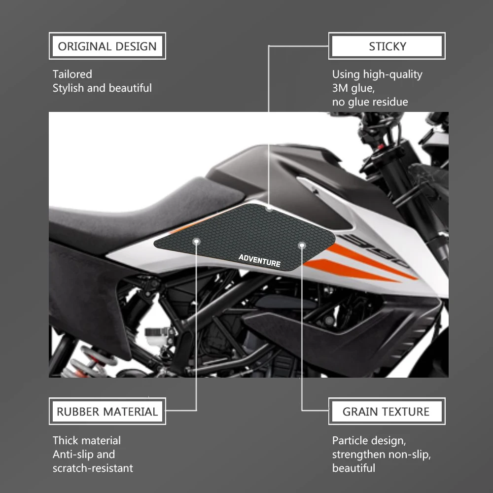 New For 390Adventure 390 Adventure 390 Adv 390Adv Motorcycle Non-slip Side Fuel Tank Stickers Waterproof Pad Rubber Sticker