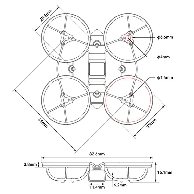 2X For BETAFPV Air65 II Brushless Whoop Frame 65MM Wheelbase Ultra-Light Frame For BETAFPV Air65 II FPV RC Drone White