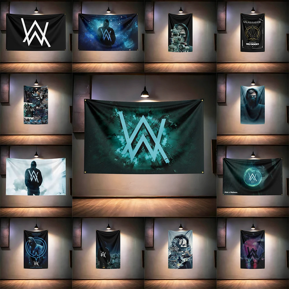 Rock Music Flag  for ALAN WALKER Fans Banner HD Print Brass Grommet Garage Bedroom Living Room Dorm Wall Decor Tapestry