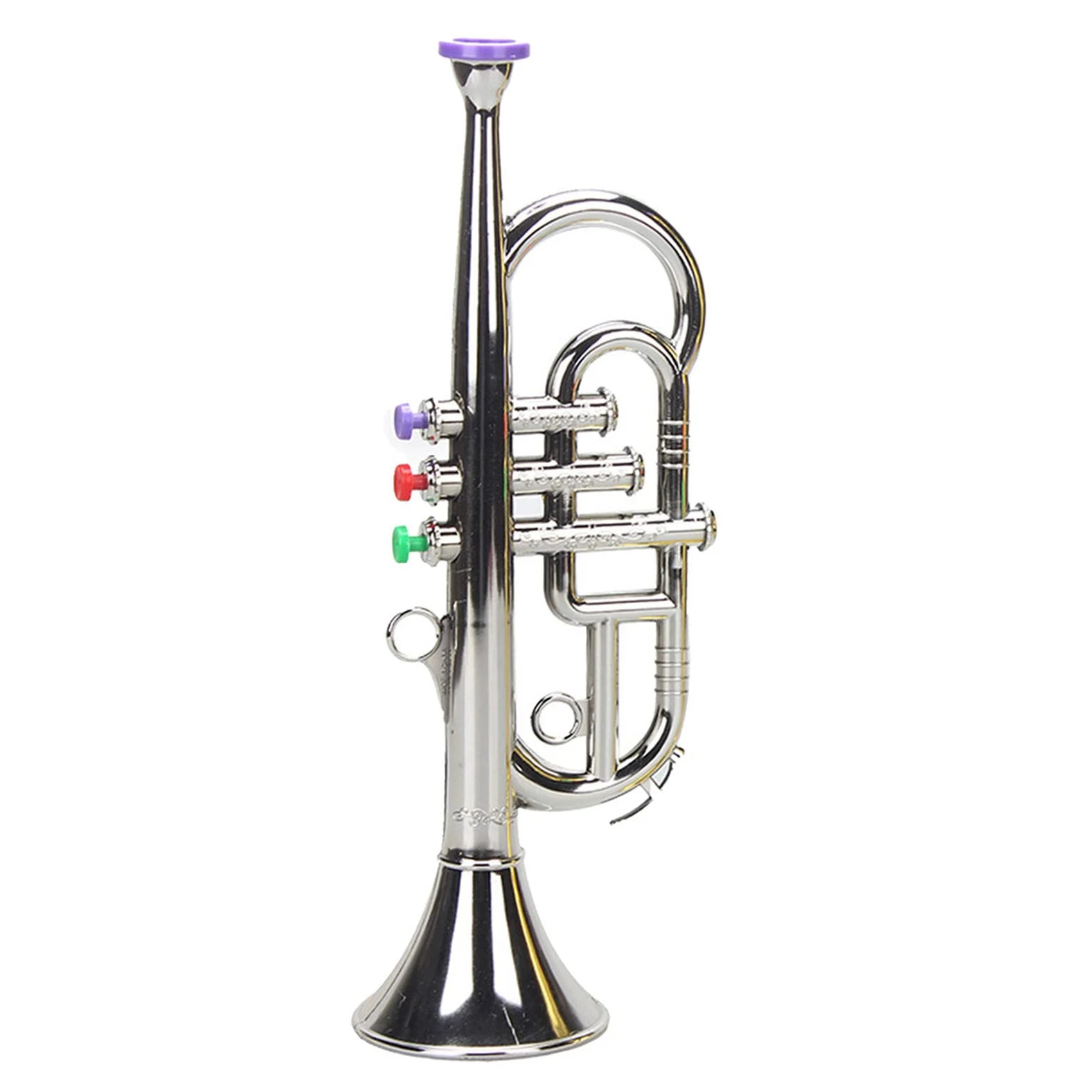 Trumpet 3 Tones 3 Colored Keys Simulation Play Mini Musical Wind Instruments for Children Birthday Party Toy Silver