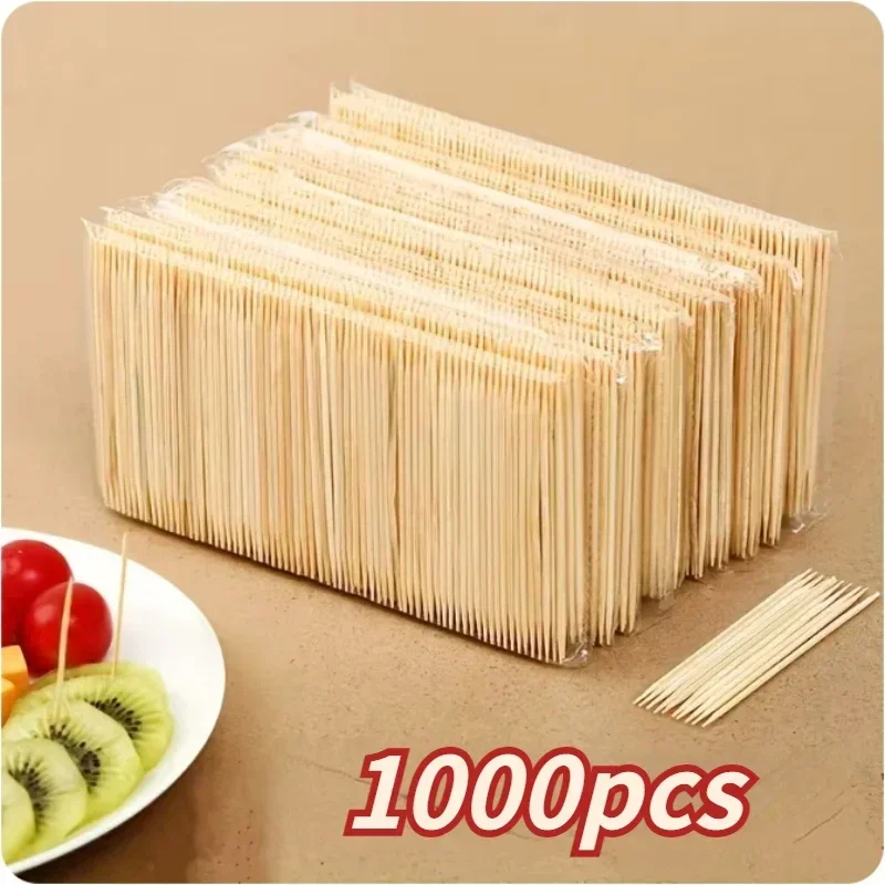 

500PCS Disposable Natural Bamboo Toothpicks Double Headed Cake Fruit Picks Home Kitchen Restaurant Portable Teeth Cleaning Tool