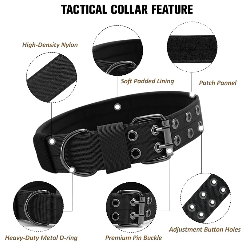 New 3.8Cm Wide And Durable Nylon Tactical Dog Collar Outdoor Adjustable Military Dog Collar Police Dog Pet Product Wholesale