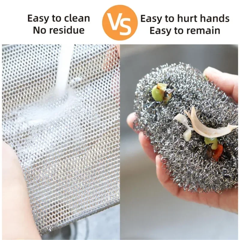 Rust Removal Cleaning Cloth Kitchen Dishwashing Towel Metal Steel Wire Cleaning Rag Microwave Stove Clean Tools Dish Cloth