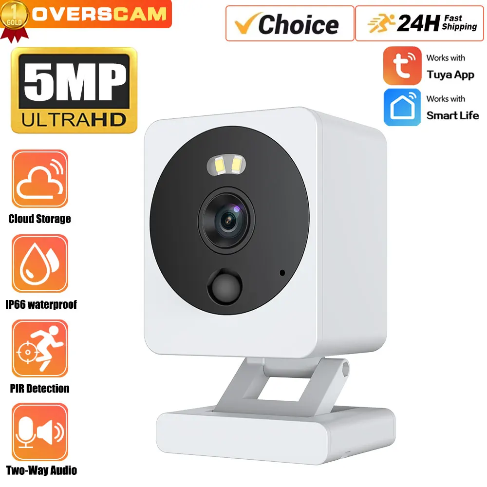 Mini WiFi IP Camera Indoor Wireless Home Security AI Human Detect CCTV Surveillance Block Camera 5MP waterproof Tuya Smart App