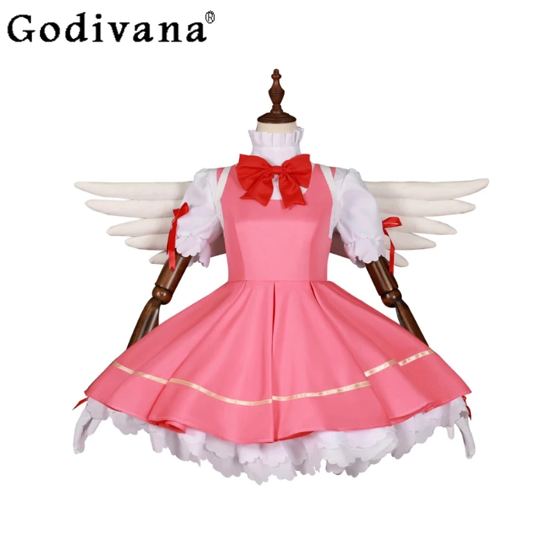 Halloween Fancy Cos Party Suit Donna Kinomoto Sakura Cosplay Anime Costume Cosplay Ragazza Card Captor Sakura Parrucca Rosa Lolita Dress