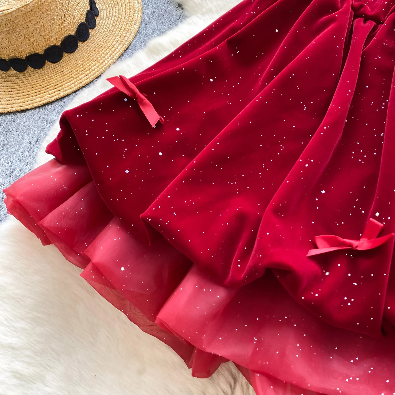 Chique vintage sexy beading veludo fairycore feminino coreano moda vestido de verão vestidos de cerimônia de festa