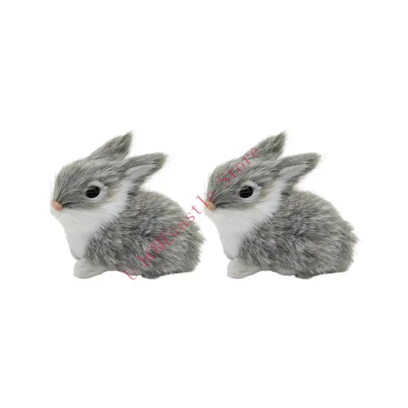 63HF Realistic Plush Rabbit Figurines Lively Animal Easters Bunnies Simulation Model Toy Birthday Gift Photoshoots Props
