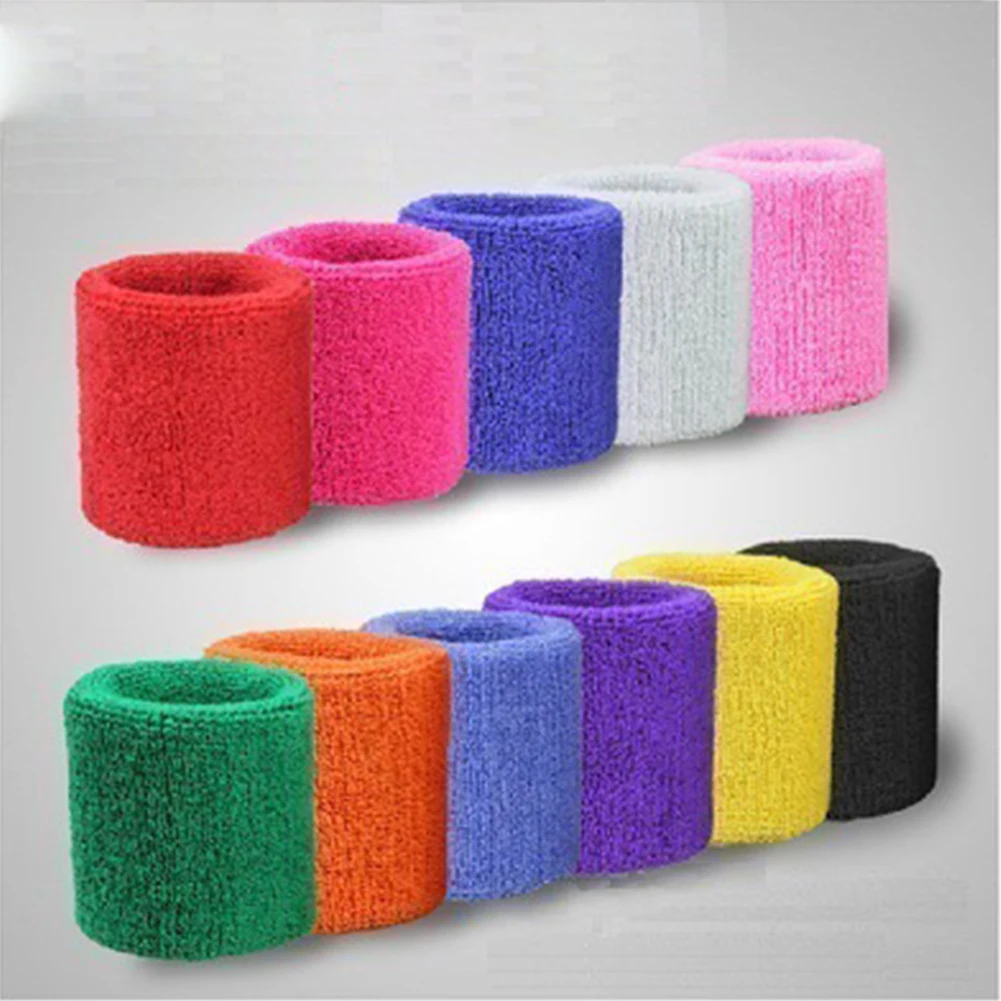 Cotton Sweatband Moisture Wicking Athletic Terry Cloth Wristband for Tennis, Basketball, Running, Gym, Working Out Black 8 10CM