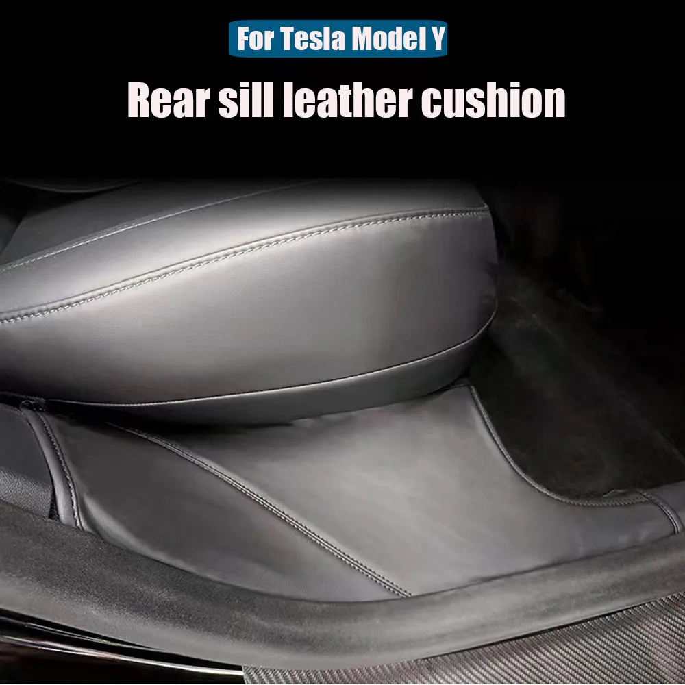 

New For Tesla Model Y Rear Door Sill Leather Protective Anti Kick Pad Hidden protection